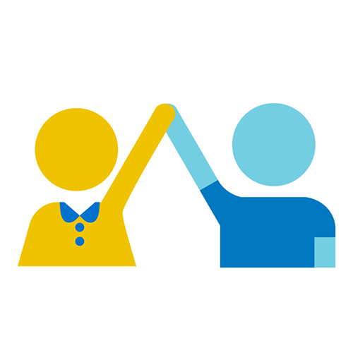 Kahta kädet yhteen lyövää lasta kuvaava ikoni.