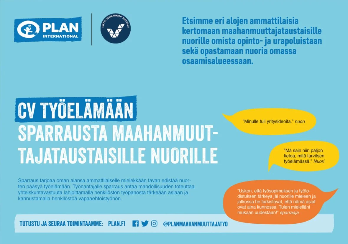 Sparrausta maahanmuuttajataustaiselle nuorelle esitteen kansikuva