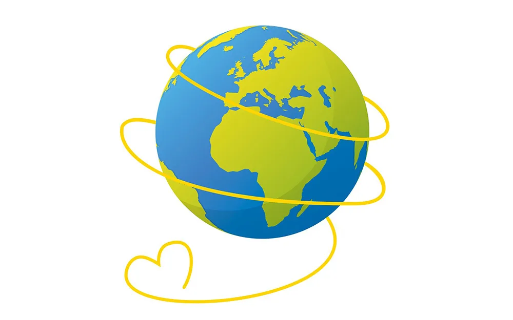 Piirroskuva maapallosta.